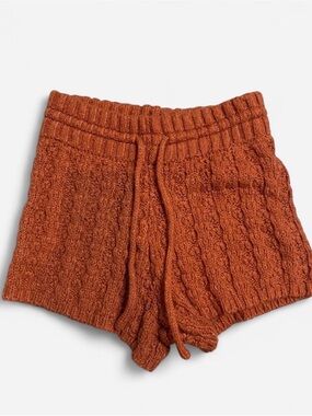 Love Tree Rust Orange Ribbed Knit Lounge Shorts